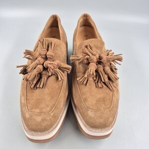 Johnston & Murphy Brown Suede Gracelyn Platform Tassel Loafer